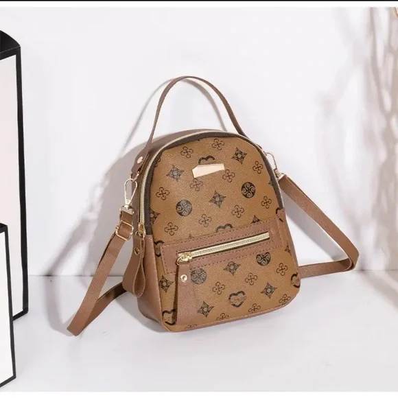 Khaki Monogram Mini Backpack Designer Inspired NIP - Picture 3 of 12